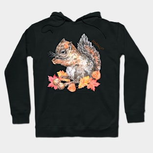 Squirrel in French Watercolor Hoodie